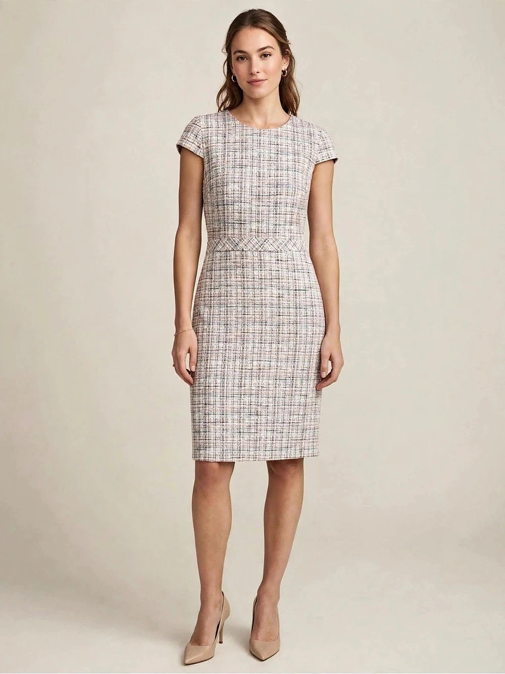 Banana Republic Plaid Midi Dress in Pink & Blue Size 6 Like New